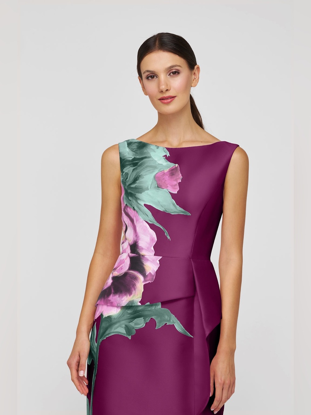 Kay Unger Luciana Column Gown Mulberry - Picture 3 of 9